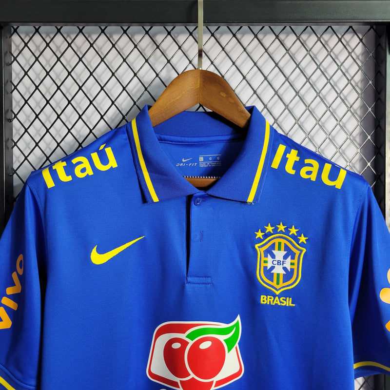 CAMISA DA SELEÇÃO DO BRASIL 22/23 POLO AZUL ESCURO