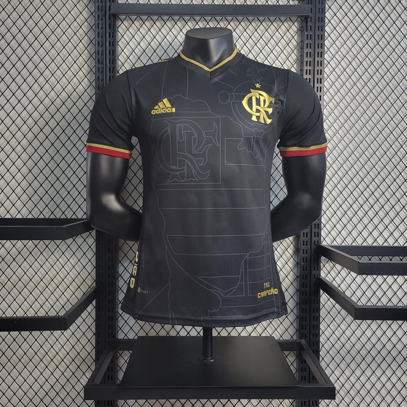 CAMISA DO FLAMENGO 22/23 PRETO E DOURADO VERSÃO PLAYER