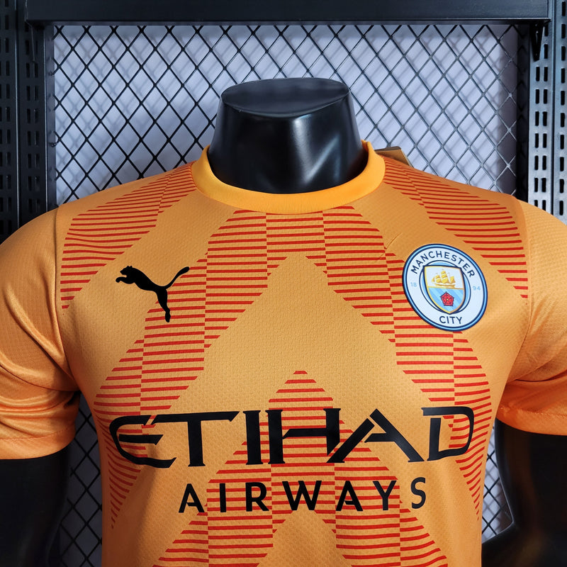 CAMISA DO MANCHESTER CITY 23/24 LARANJA GOLEIRO VERSÃO JOGADOR